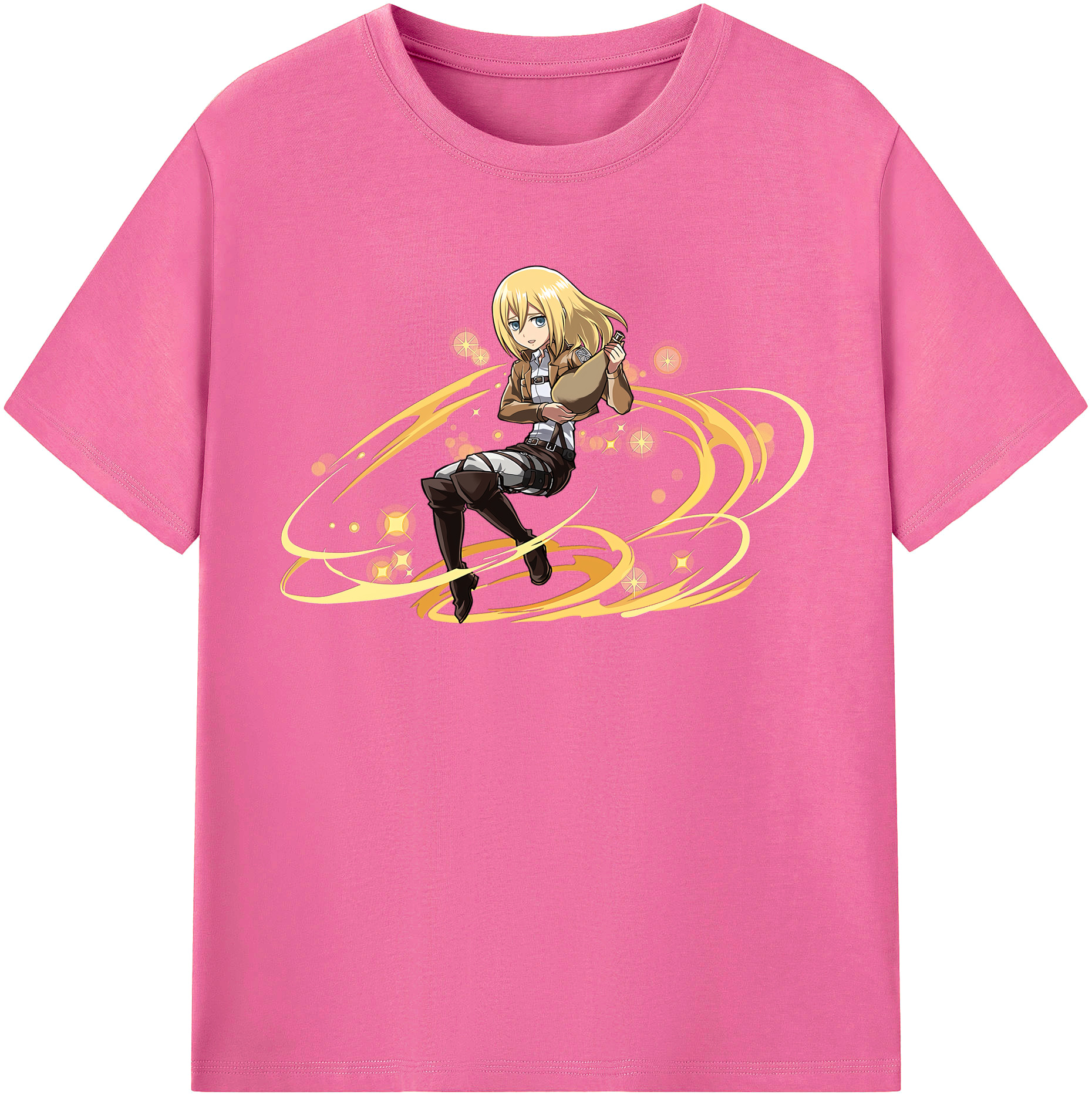（画像用） 進撃の巨人 クリスタ·レンズ Attack on Titan Christa Lenz レディースカジュアルプリントTシャツ（綿100％）